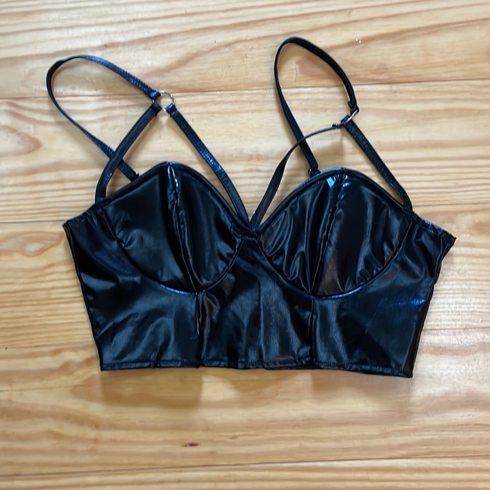 NWOT Black Antibrand crop top
